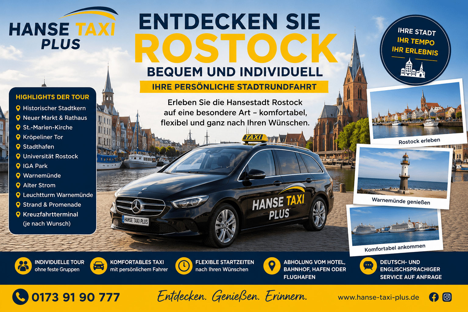 Stadtrundfahrt durch Rostock mit Hanse Taxi Plus