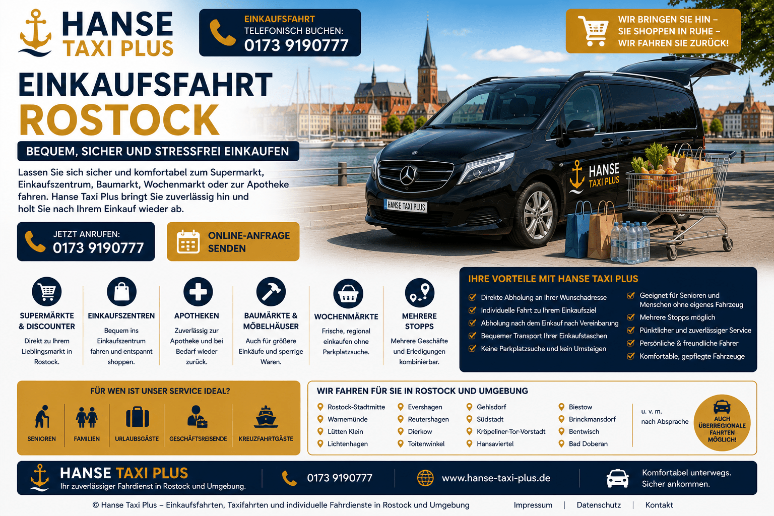 Einkaufsfahrt Rostock Hanse Taxi Plus