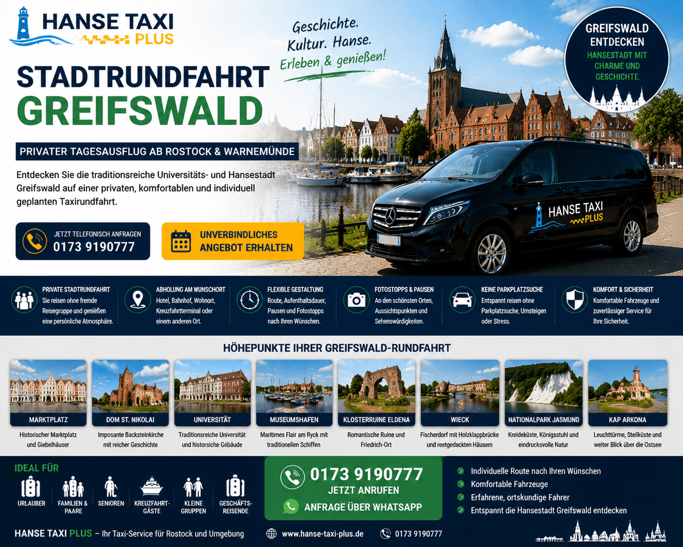 Stadtrundfahrt Greifswald Hanse Taxi Plus
