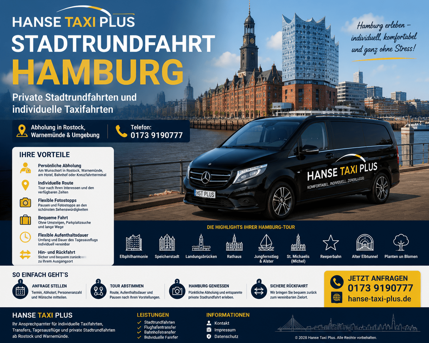 Stadtrundfahrt Hamburg Hanse Taxi Plus