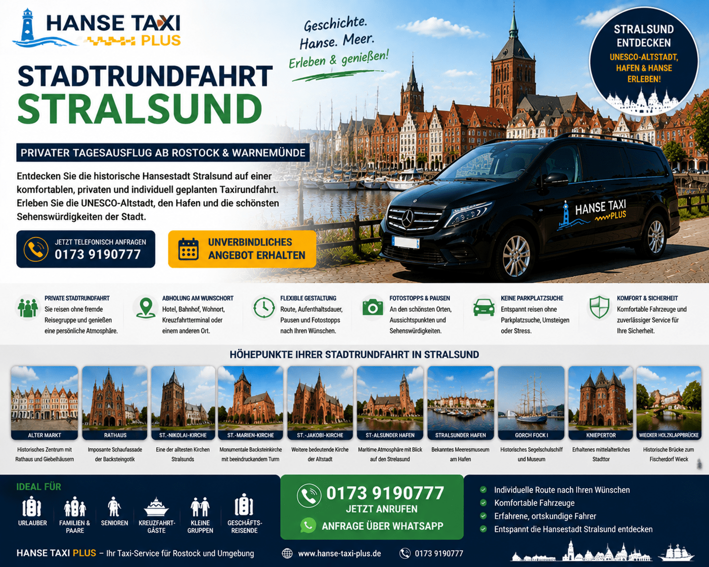 Stadtrundfahrt Stralsund Hanse Taxi Plus