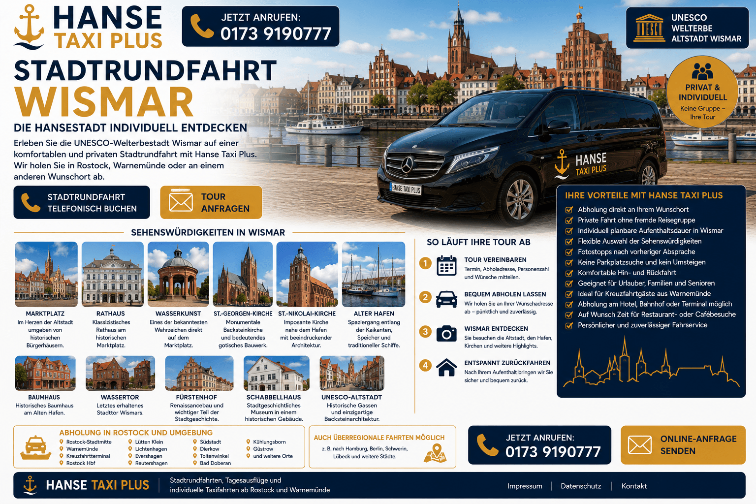 Stadtrundfahrt Wismar Hanse Taxi Plus