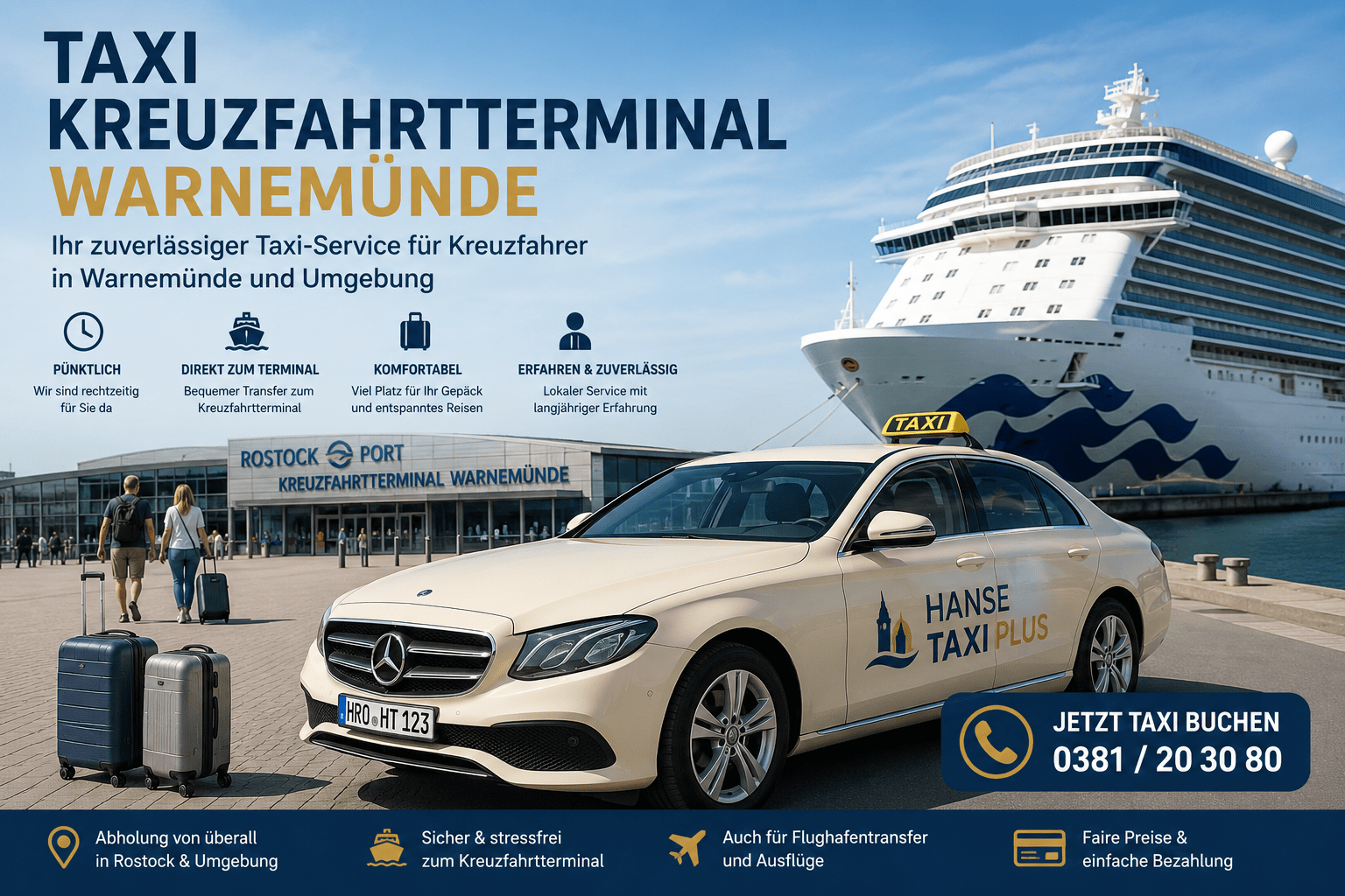 Website Taxi Kreuzfahrtterminal Warnemünde Hanse Taxi Plus