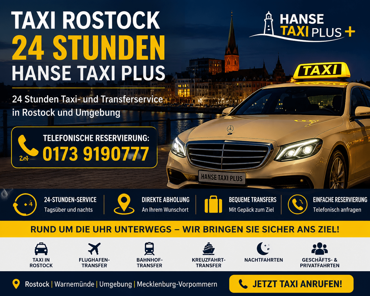 Taxi Rostock 24 Stunden Hanse Taxi Plus
