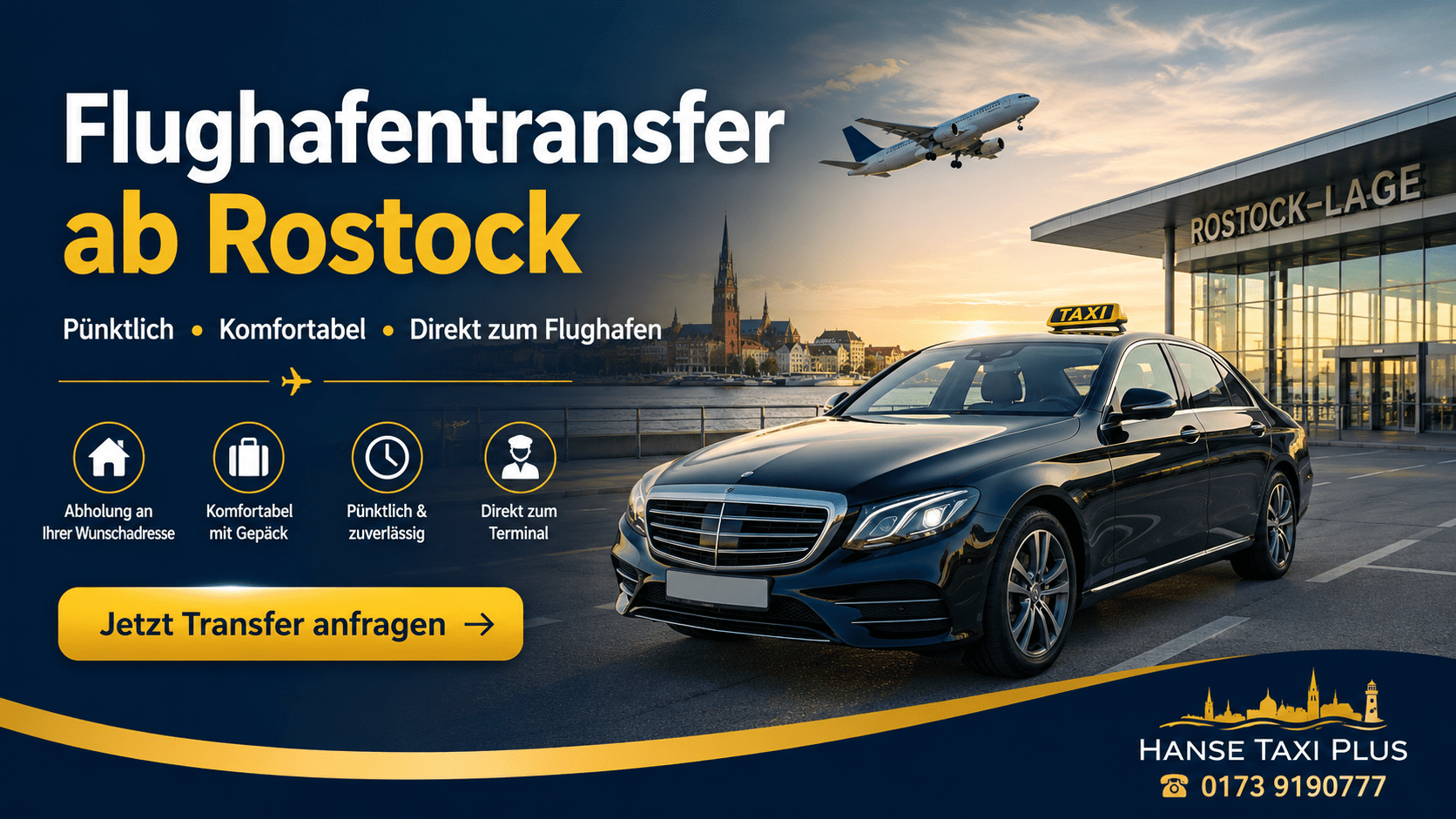 Flughafentransfer ab Rostock Hanse Taxi Plus